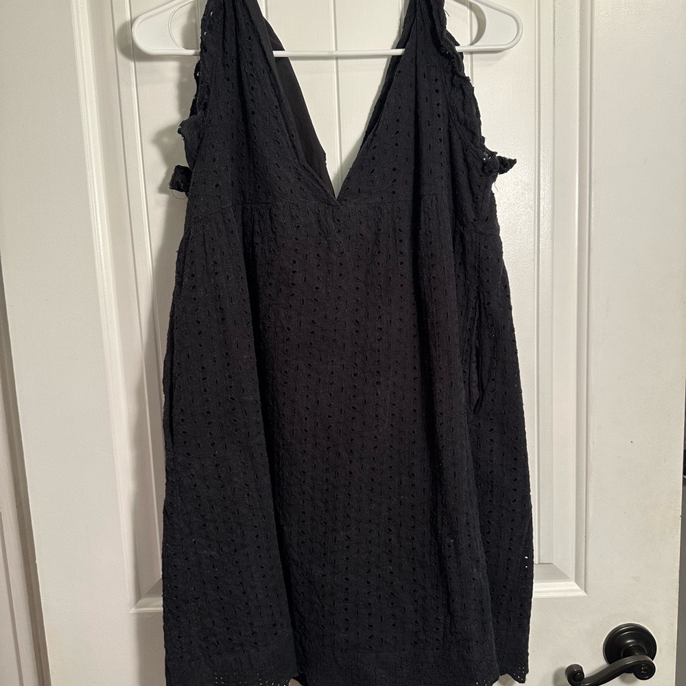 Chic Black Eyelet V-Neck Romper